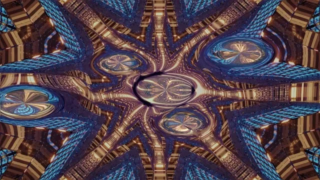 4k uhd 60fps screensaver neon tunnel vj loop golden diamond kaleidoscope