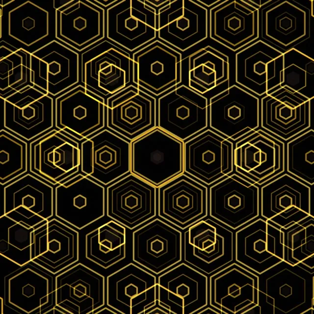 1:1 Square 60fps Golden Hexagon Screensaver VJ Loop