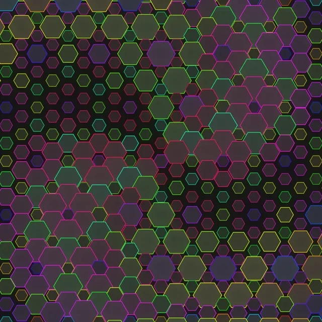 1:1 Square 60FPS Hexagon Kaleidoscope Screensaver VJ Loop Neon Colors