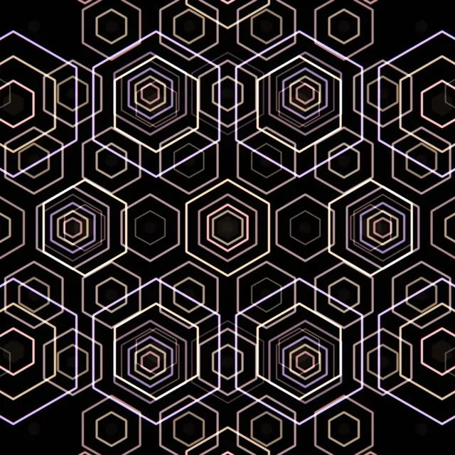 1:1 Square | 60fps Hexagon Kaleidoscope VJ Animation Gold Screensaver
