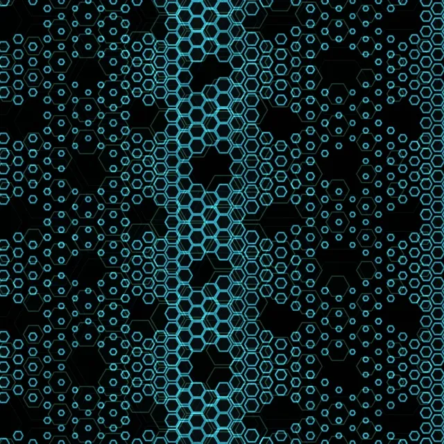 1:1 Square | 60fps Hexagon Lattice Live Wallpaper Screensaver | Cyan Abstract