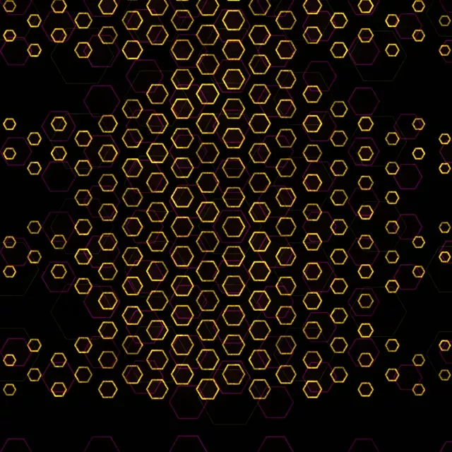 1:1 Square 60FPS Hexagon Screensaver | Golden VJ Loop Neon Pattern