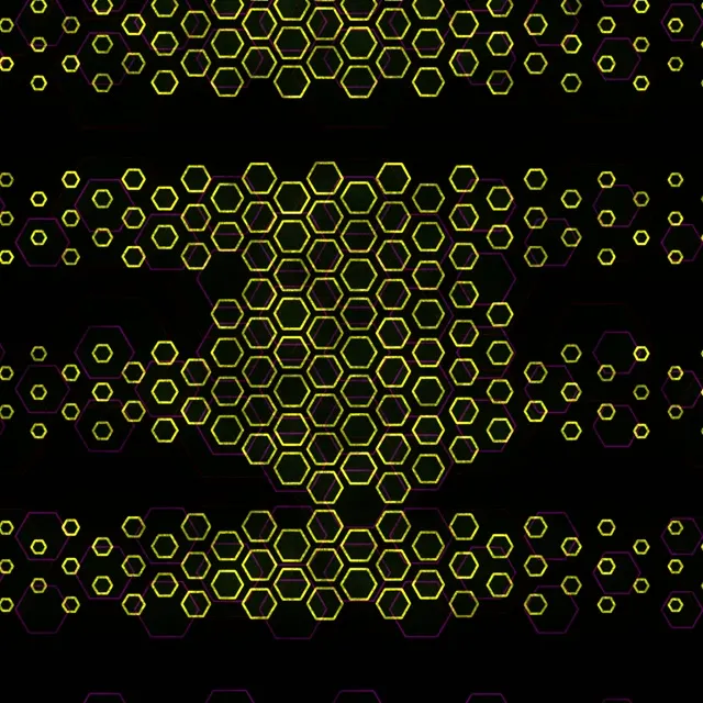 1:1 Square 60FPS Hexagon Screensaver | Neon Yellow VJ Animation Wallpaper