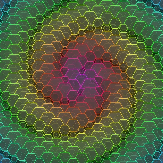 1:1 Square | 60FPS Magenta Cyan Hexagon Rotating Live Wallpaper Screensaver