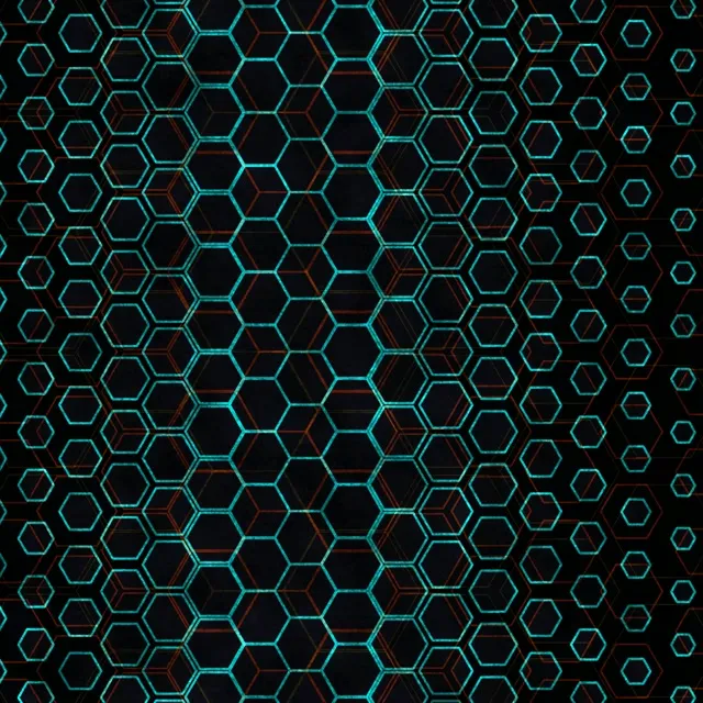 1:1 Square 60FPS Neon Hexagon Pattern Screensaver | Cyan VJ Animation Background
