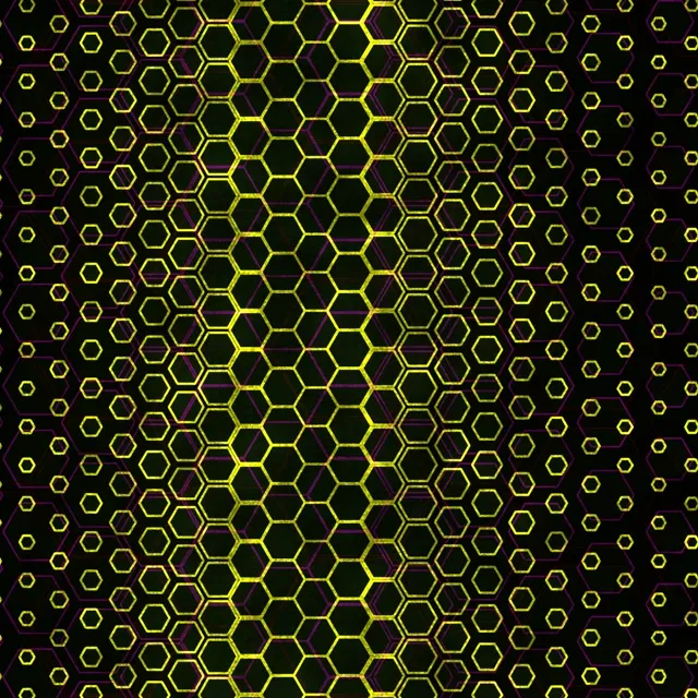 1:1 Square 60FPS Neon Hexagon Pattern Screensaver - VJ Animation Yellow Geometric