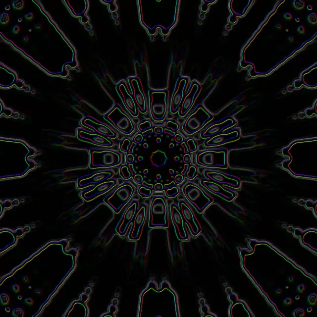 1:1 Square 60fps Neon Tunnel Screensaver - Fractal Kaleidoscope Burst VJ Visual