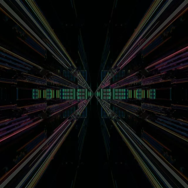 1:1 Square 60fps Neon Tunnel VJ Loop - Cyan Pink Converging Lines Screensaver