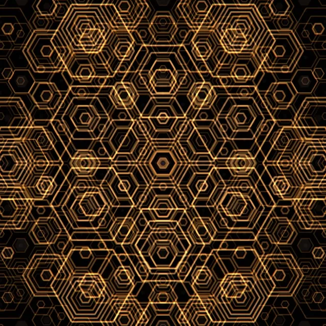1:1 Square 60fps Screensaver Golden Hexagon Pattern Live Wallpaper