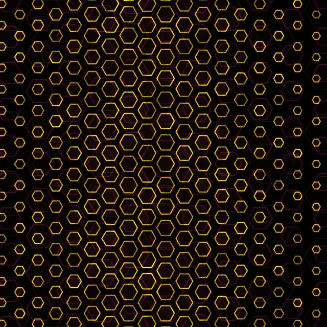 1:1 Square 60fps Screensaver Neon Tunnel Live Wallpaper Gold Hexagon Design