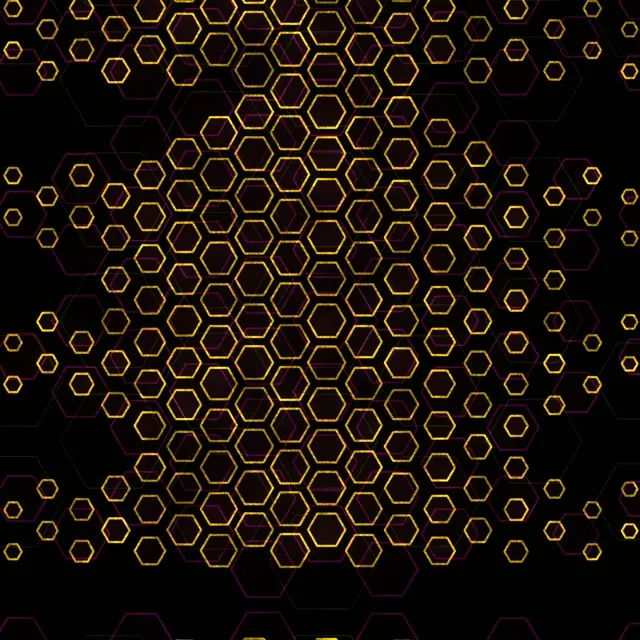1:1 Square 60FPS Screensaver Neon Tunnel Live Wallpaper Gold Hexagons Hypnotic