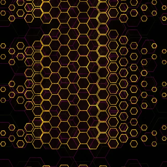 1:1 Square 60fps Screensaver Neon Tunnel Live Wallpaper Gold Hexagons