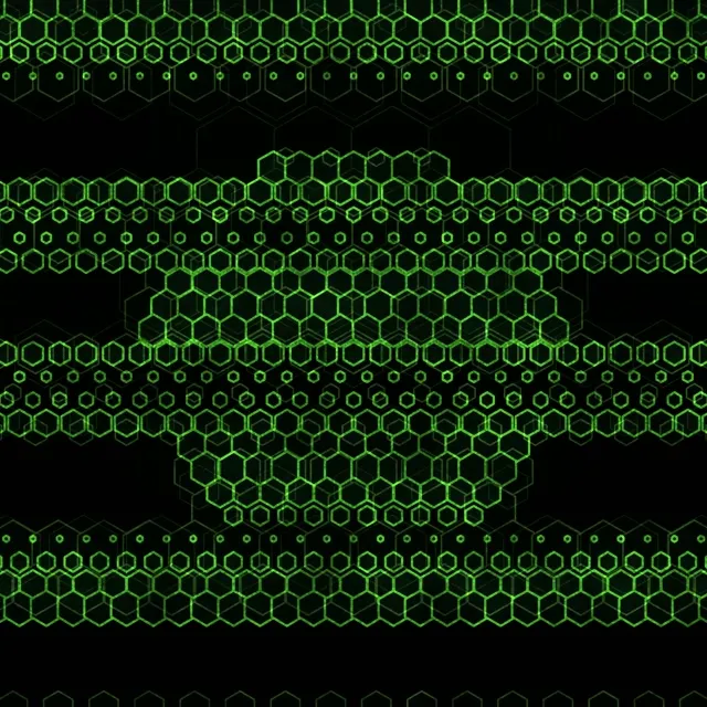 1:1 Square 60fps Screensaver Neon Tunnel Live Wallpaper Green Honeycomb