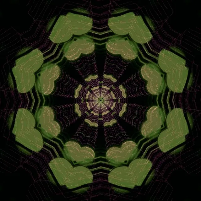 1:1 Square 60fps Screensaver Neon Tunnel Motion Background Hypnotic Green Mandala