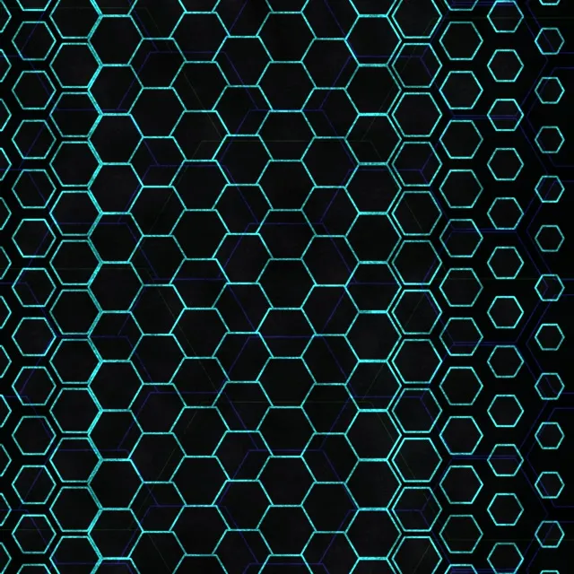 1:1 Square 60fps Screensaver Neon Tunnel VJ Animation Cyan Hexagons