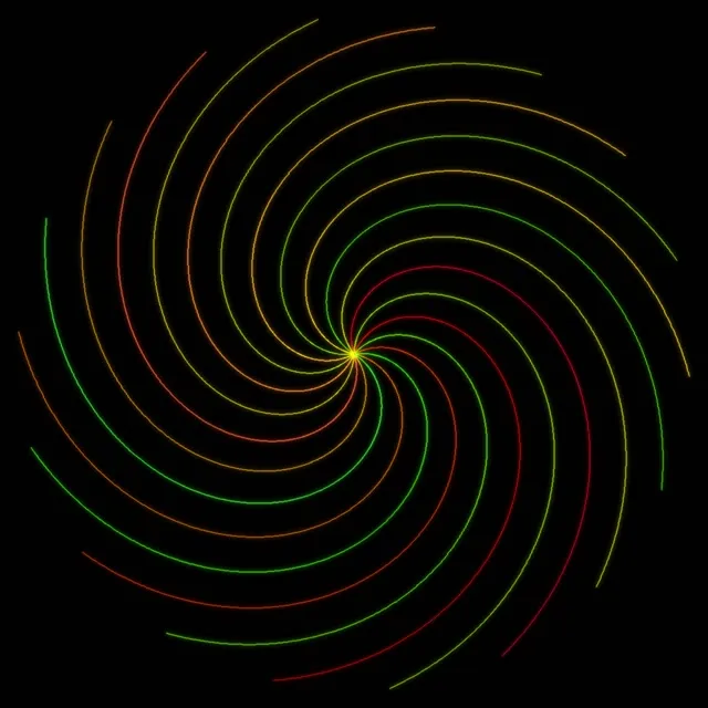 1:1 Square | 60fps Spiral Screensaver VJ Loop Neon Red Green Yellow