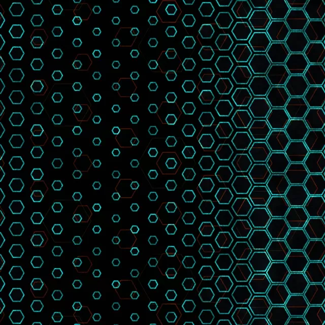 1:1 Square 60fps Turquoise Hexagon Grid Screensaver VJ Loop Neon