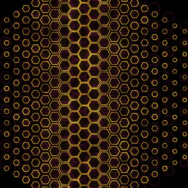 1:1 Square 60FPS Yellow Hexagon Pattern Screensaver | Motion Background