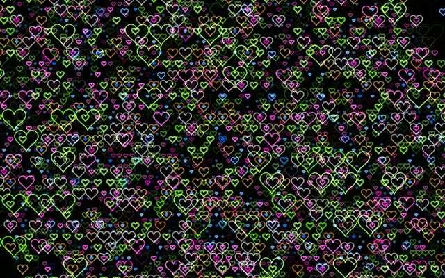 16:10 Display | Neon Hearts 60fps Screensaver Motion Loop