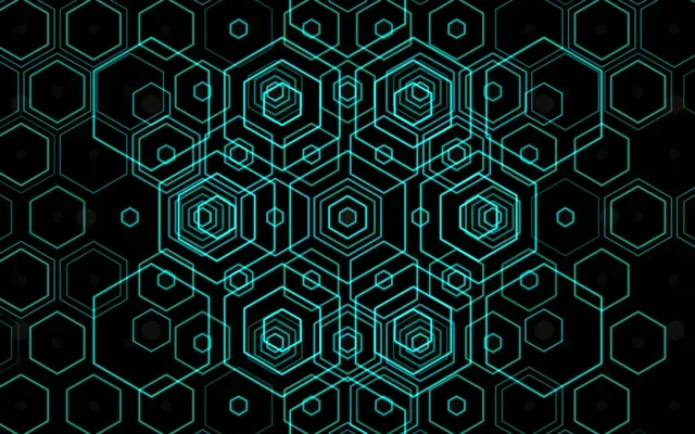 16:10 MacBook | 60fps Screensaver - Hexagon Cyan Neon Tech Geometry VJ Loop