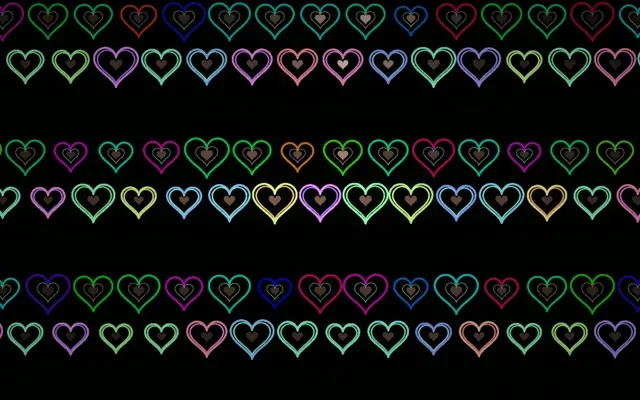 16:10 MacBook | Colorful Neon Hearts 60fps VJ Loop Screensaver Background