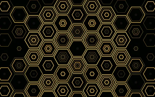 16:10 MacBook | Golden Hexagon Pattern 60fps Screensaver VJ Loop