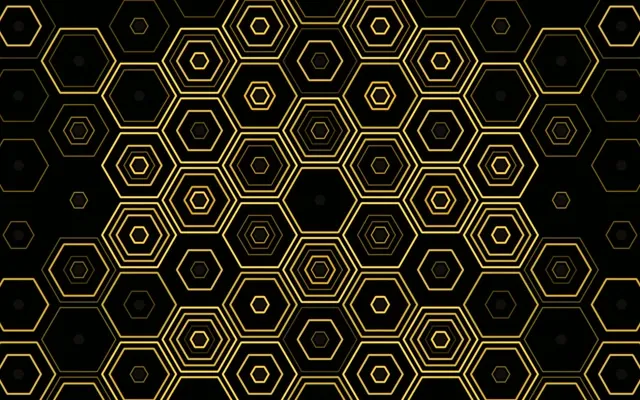 16:10 MacBook | Hexagon Pattern Black Gold 60fps Screensaver Live Wallpaper VJ