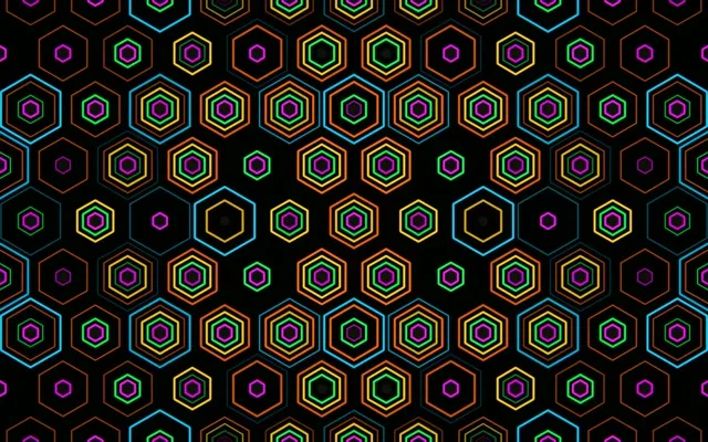 16:10 MacBook | Neon hexagon 60fps screensaver live wallpaper