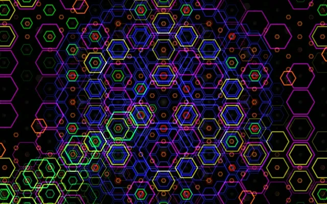 16:10 MacBook | Neon hexagon network 60fps screensaver live motion