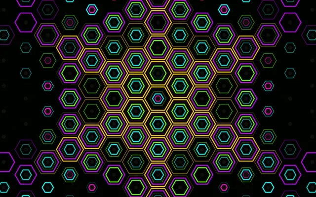 16:10 MacBook | Neon hexagon pattern 60fps screensaver VJ motion loop