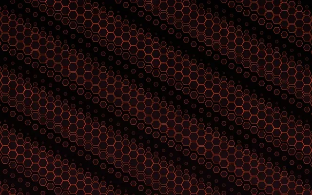 16:10 MacBook 60FPS Hexagon Grid Screensaver - Orange Red Neon VJ Animation Live