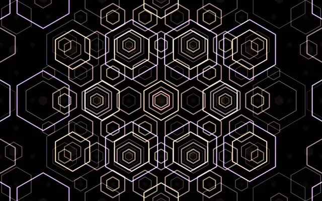 16:10 MacBook 60fps Screensaver | Golden Nested Hexagon VJ Animation