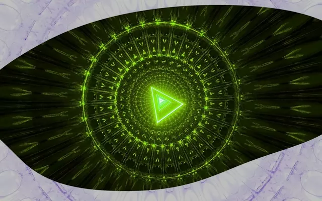 16:10 Macbook Neon Tunnel Screensaver Pulsating Green Triangle Vortex 60fps