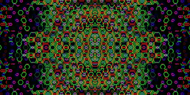 2:1 Univisium 60fps Neon Hexagon Geometric Broadcast Screensaver Motion Background VJ