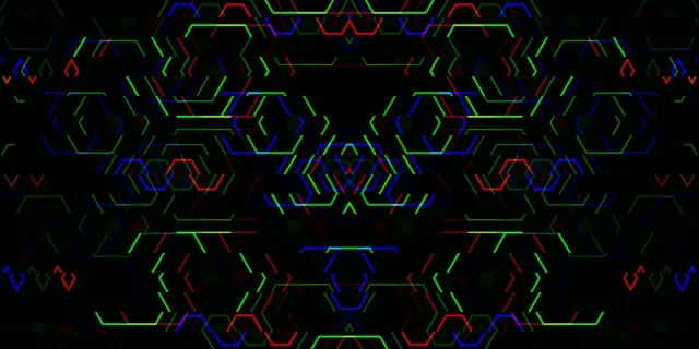 2:1 Univisium 60fps Neon Hexagon Geometric Motion Background VJ Loop