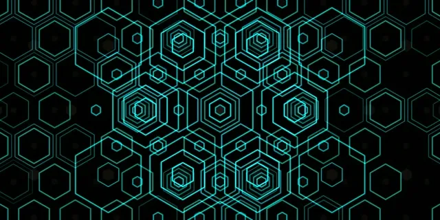 2:1 Univisium | 60fps Screensaver - Cyan Tech Hexagon Animated Neon Motion Background