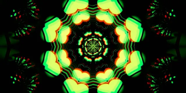 2:1 Univisium 60fps Screensaver Neon Tunnel Background for Edits Red Green Rings