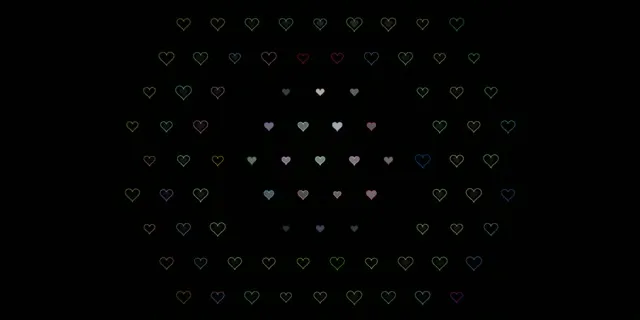 2:1 Univisium | Colorful Animated Hearts 60fps Screensaver Loop