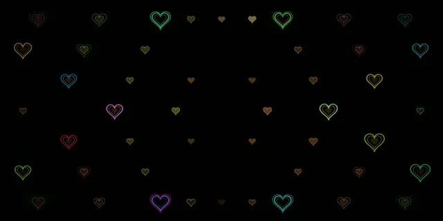 2:1 Univisium | Colorful Falling Hearts 60fps Screensaver VJ