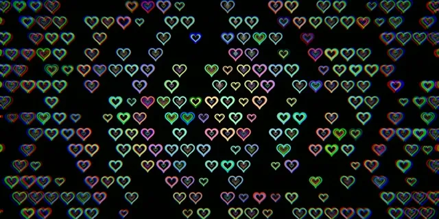 2:1 Univisium Colorful Neon Hearts 60fps Screensaver Motion Background