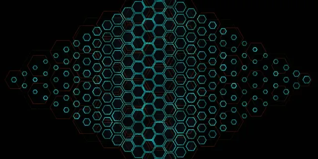 2:1 Univisium | Cyan Red Hexagon Motion Background 60fps Screensaver
