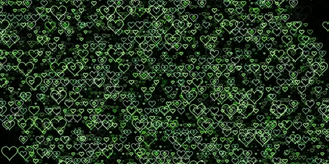 2:1 Univisium | Falling Neon Green Hearts 60fps Screensaver Motion Bg