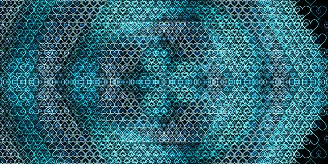 2:1 Univisium | Glowing Cyan Heart 60fps Screensaver Loop