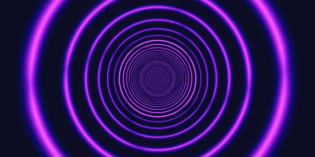 2:1 Univisium | Magenta Neon Tunnel 60fps Screensaver - Glowing Circles Motion