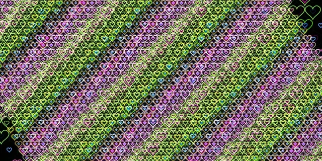 2:1 Univisium | Neon Heart Pattern 60fps Screensaver Motion Background