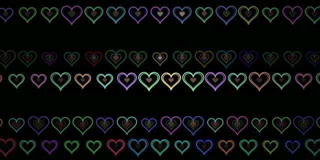 2:1 Univisium | Neon Heart Pattern Rainbow 60fps Live Wallpaper