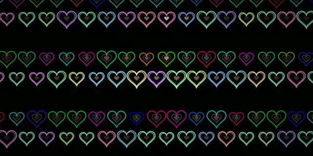 2:1 Univisium | Neon Hearts 60fps Live Wallpaper Screensaver Motion Loop