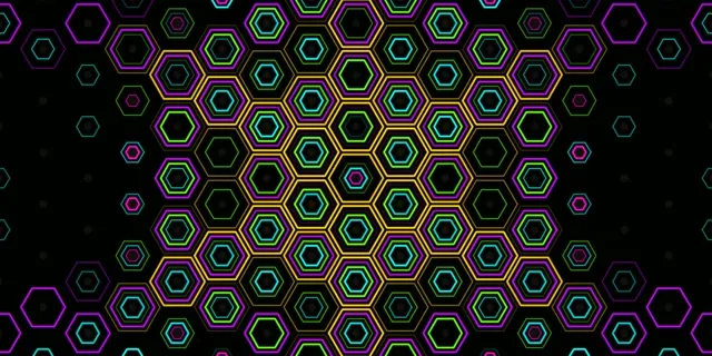 2:1 Univisium | Neon hexagon 60fps screensaver motion background live wallpaper