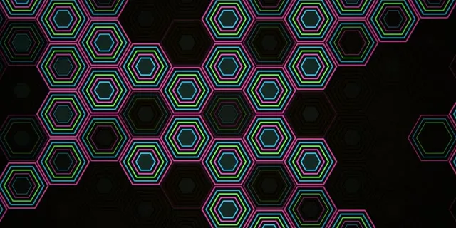 2:1 Univisium | Neon Hexagon 60fps Screensaver VJ Loop