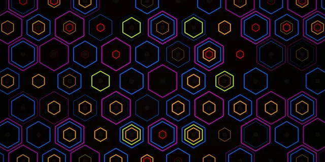 2:1 Univisium | Neon Hexagon Grid 60fps Screensaver Motion BG